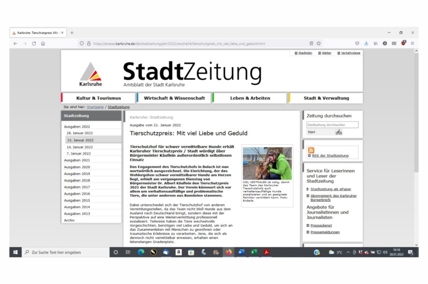 Stadtzeitung berichtet ebenfalls über die Preisverleihung